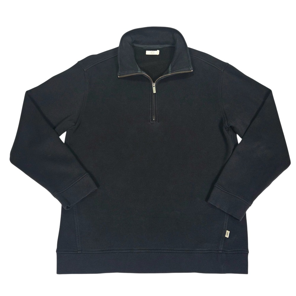 UGG Zeke Quarter Zip Sweatshirt Mens Large Black Fleece Lined Pullover